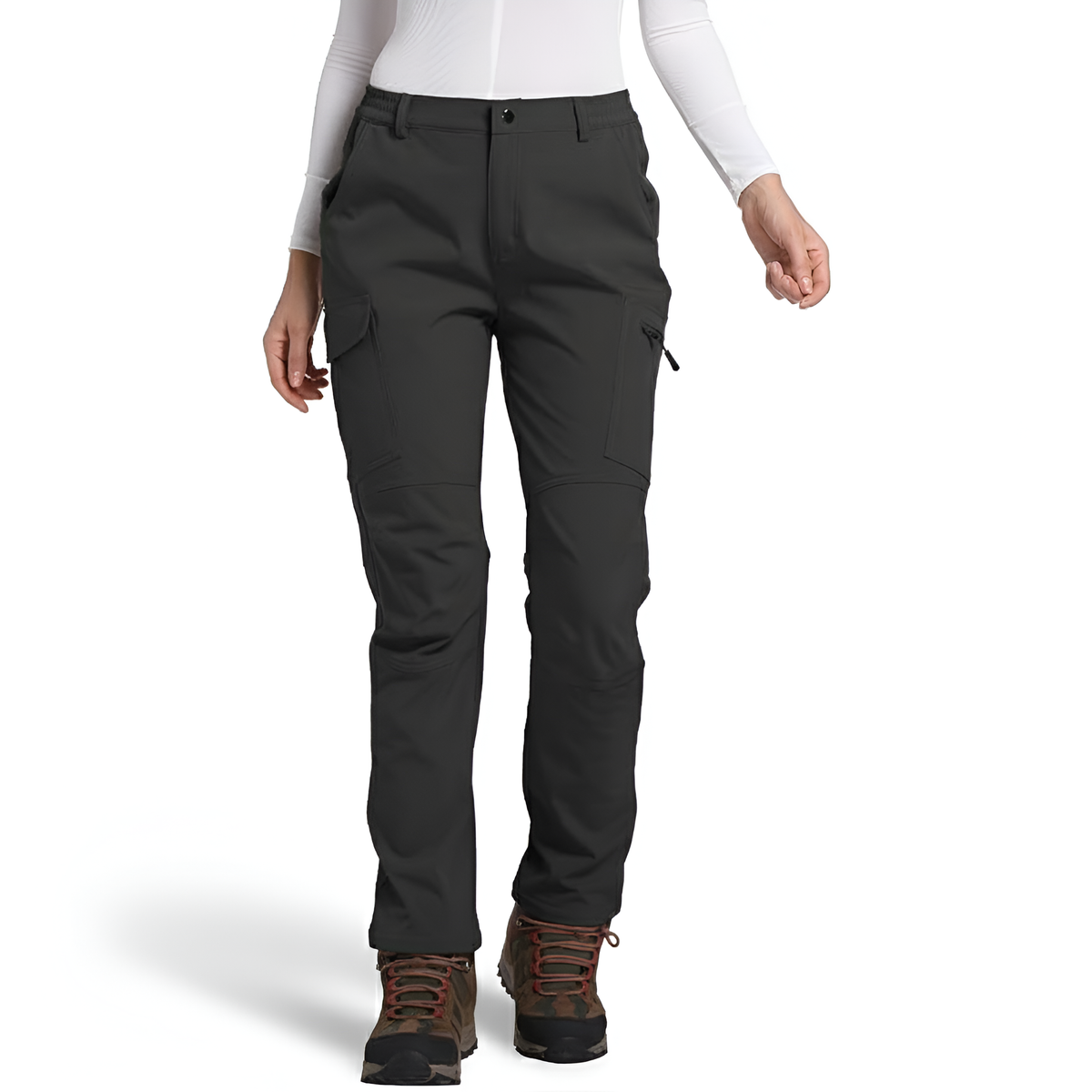 Women's Insulated Waterproof Ski Pants with Cargo Pockets and Articulated Knees