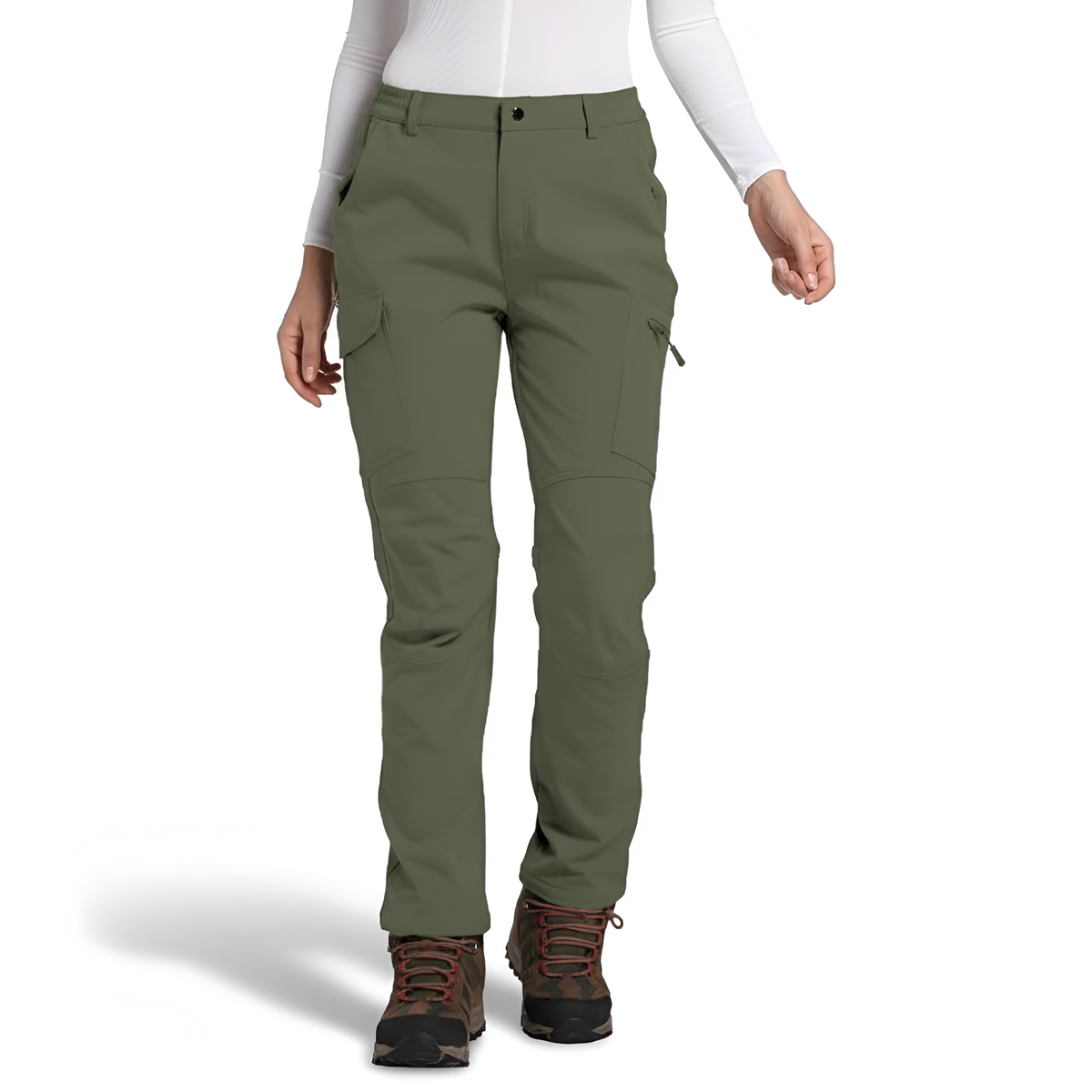 Women's Insulated Waterproof Ski Pants with Cargo Pockets and Articulated Knees