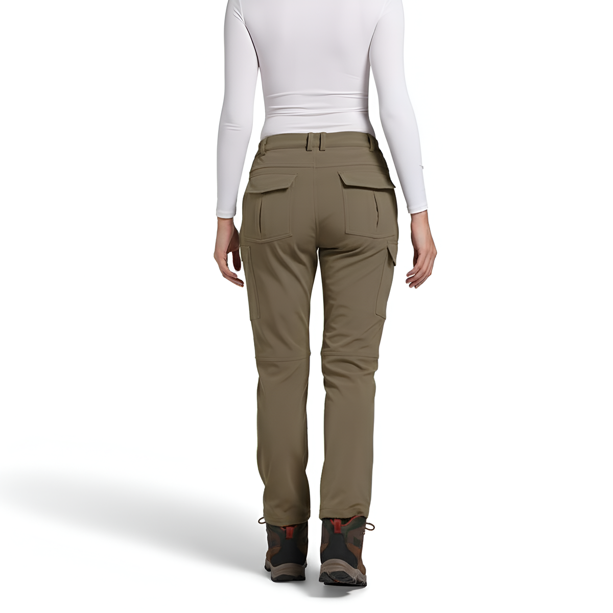 Women's Insulated Waterproof Ski Pants with Cargo Pockets and Articulated Knees