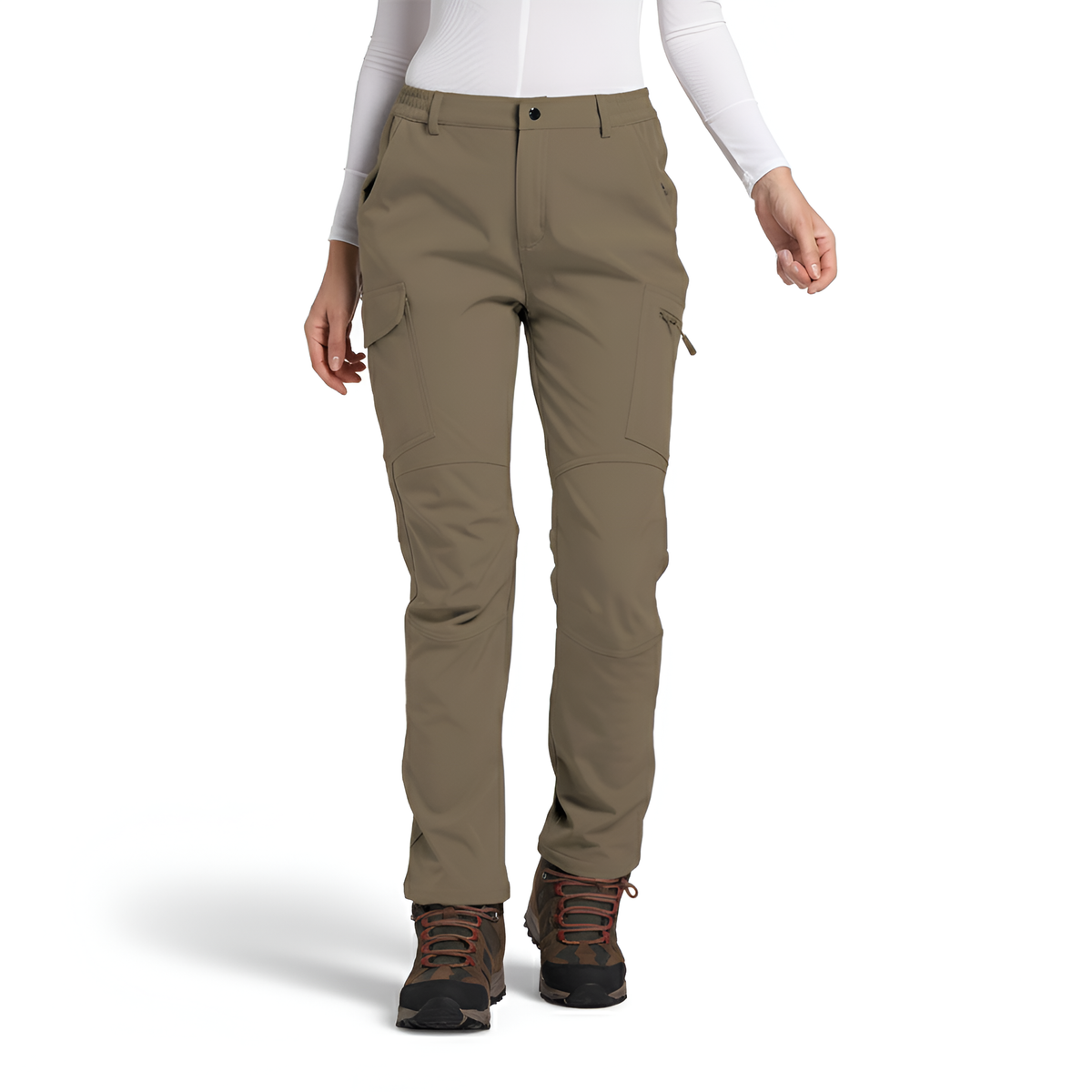 Women's Insulated Waterproof Ski Pants with Cargo Pockets and Articulated Knees