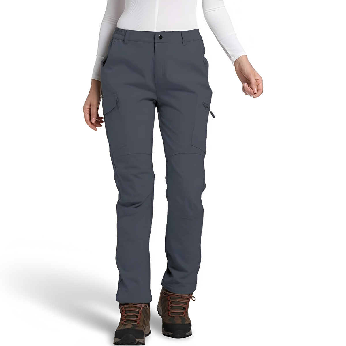 Women's Insulated Waterproof Ski Pants with Cargo Pockets and Articulated Knees