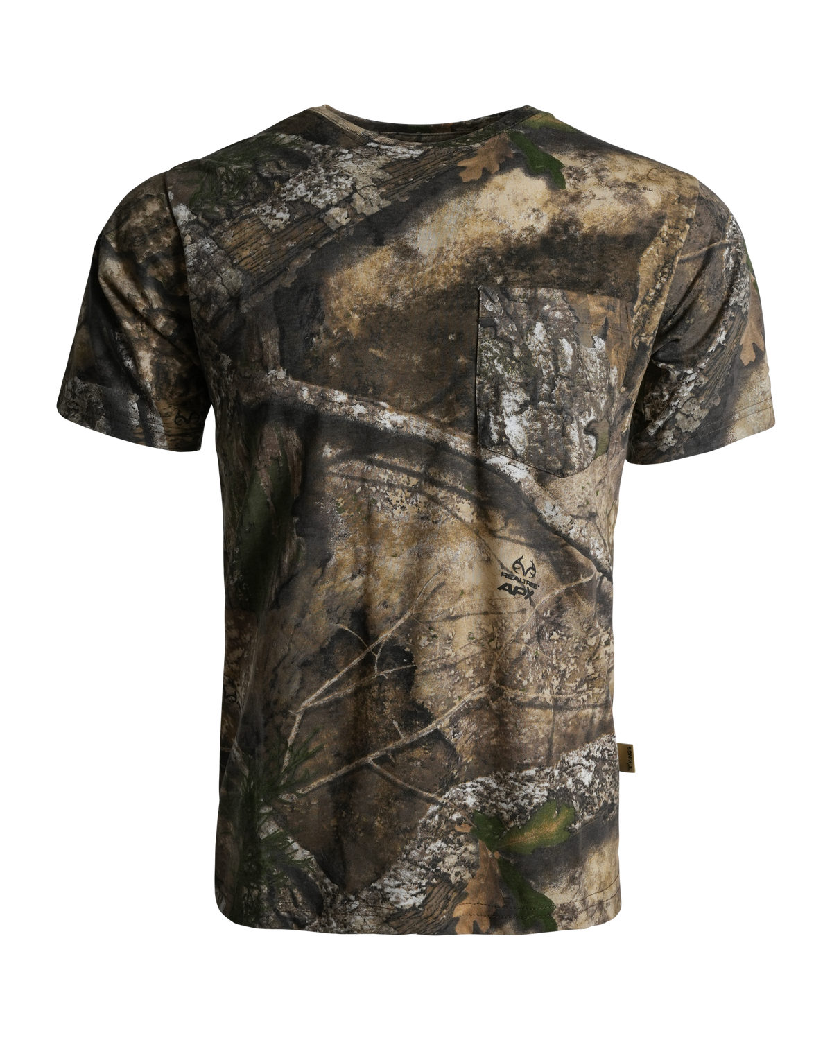 Men's Camouflage Cotton Blend Short Sleeve Pocket Tee with Crew Neck