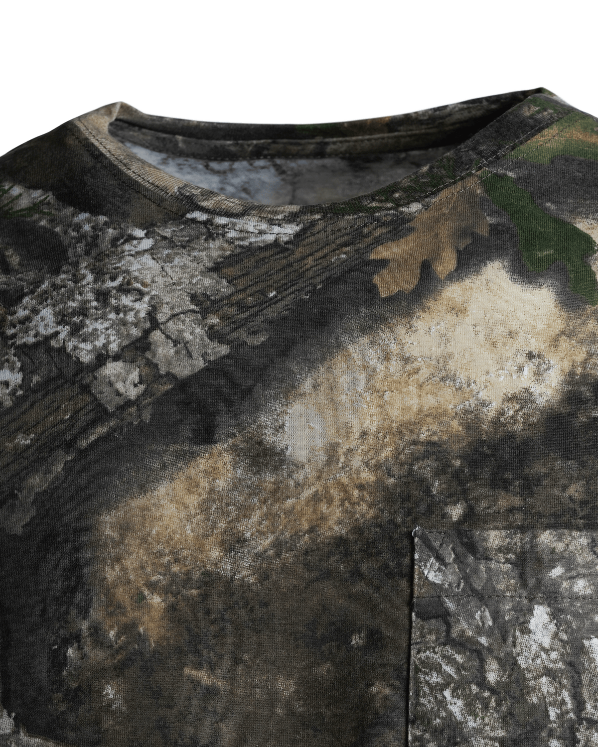 Men's Camouflage Cotton Blend Short Sleeve Pocket Tee with Crew Neck