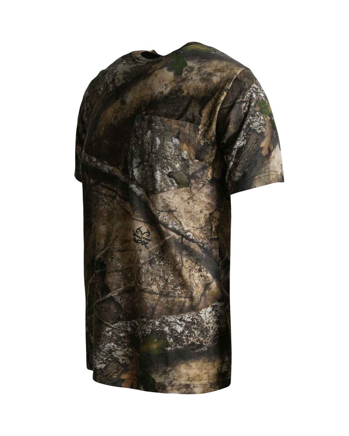 Men's Camouflage Cotton Blend Short Sleeve Pocket Tee with Crew Neck