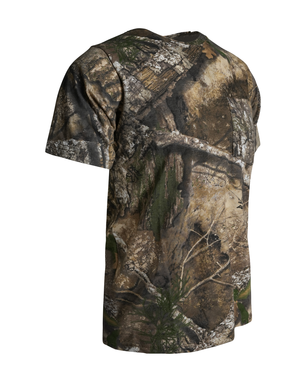 Men's Camouflage Cotton Blend Short Sleeve Pocket Tee with Crew Neck