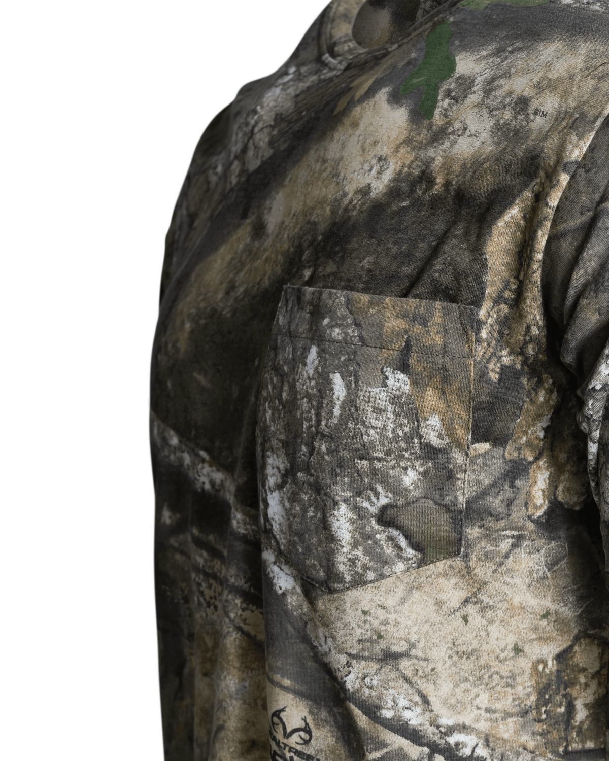 Men's Camouflage Cotton Blend Short Sleeve Pocket Tee with Crew Neck