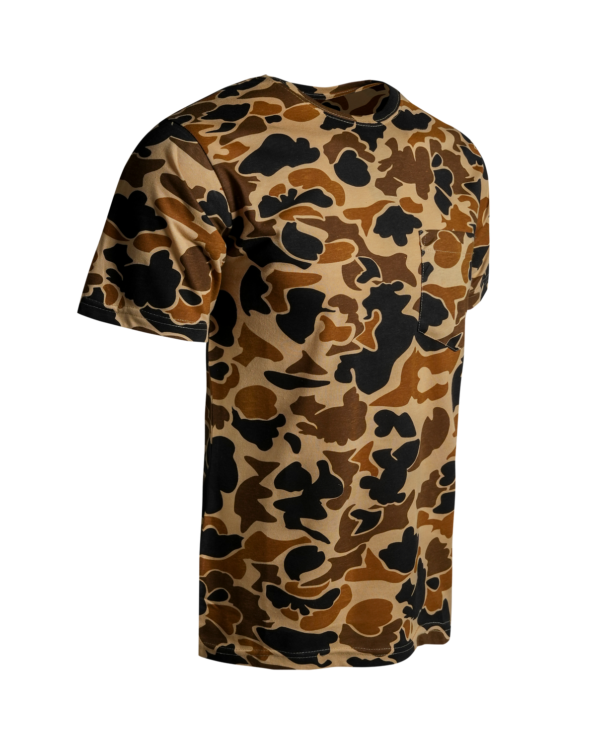 Men's Camouflage Cotton Blend Short Sleeve Pocket Tee with Crew Neck