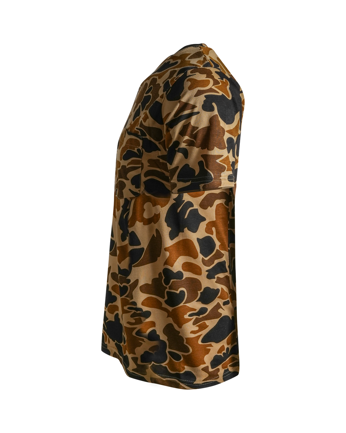 Men's Camouflage Cotton Blend Short Sleeve Pocket Tee with Crew Neck