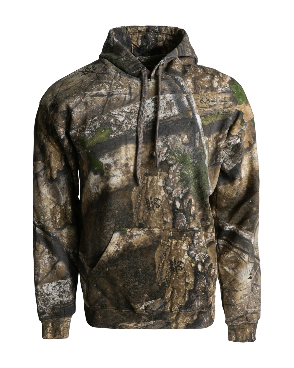 Men's Camouflage Cotton Blend Pullover Hoodie with Kangaroo Pocket and Drawstring