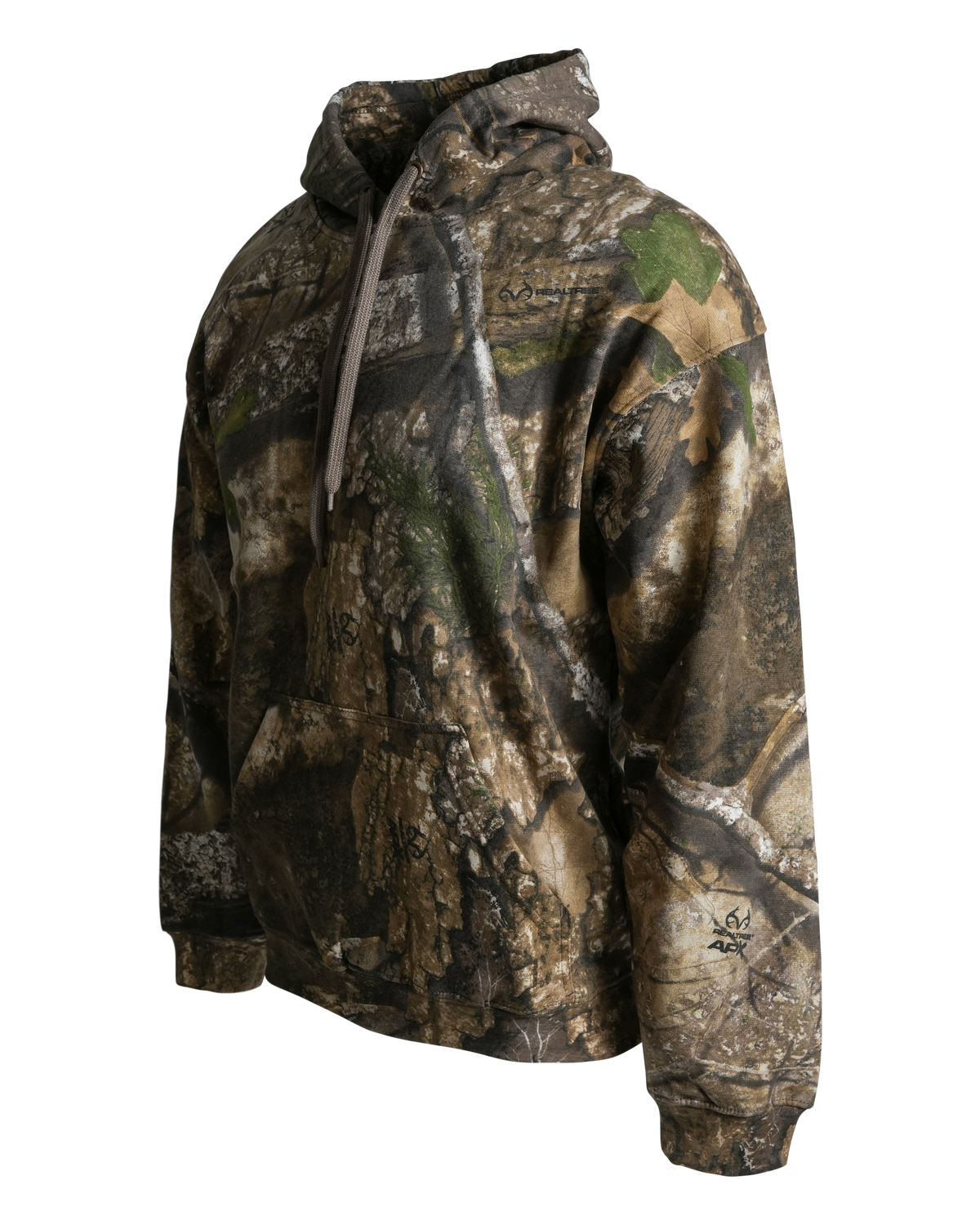 Men's Camouflage Cotton Blend Pullover Hoodie with Kangaroo Pocket and Drawstring