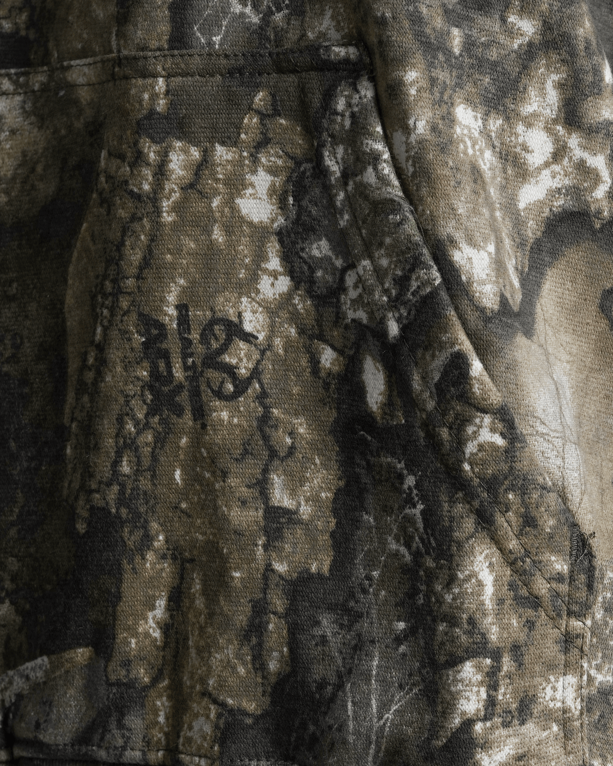 Men's Camouflage Cotton Blend Pullover Hoodie with Kangaroo Pocket and Drawstring