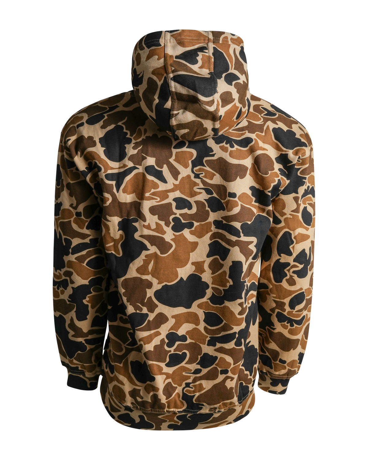Men's Camouflage Cotton Blend Pullover Hoodie with Kangaroo Pocket and Drawstring
