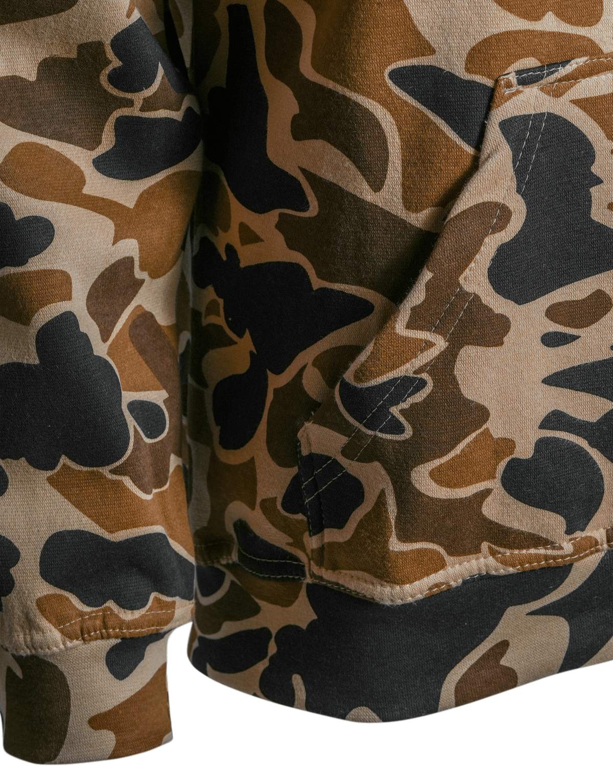 Men's Camouflage Cotton Blend Pullover Hoodie with Kangaroo Pocket and Drawstring