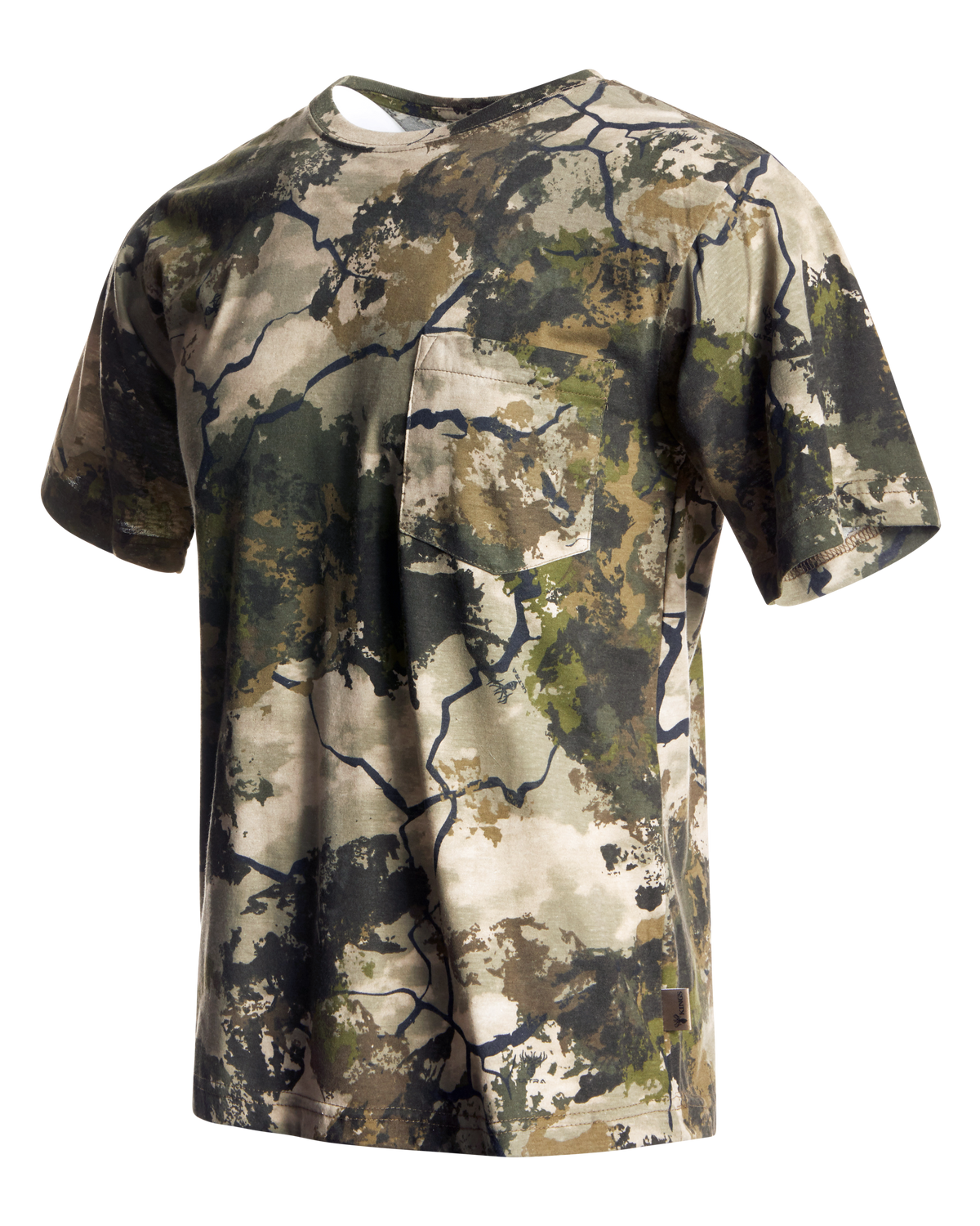 Men's Camouflage Cotton Blend Short Sleeve Pocket Tee with Crew Neck