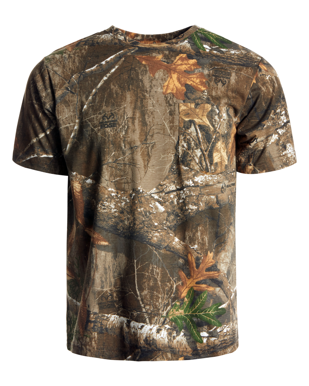 Men's Camouflage Cotton Blend Short Sleeve Pocket Tee with Crew Neck