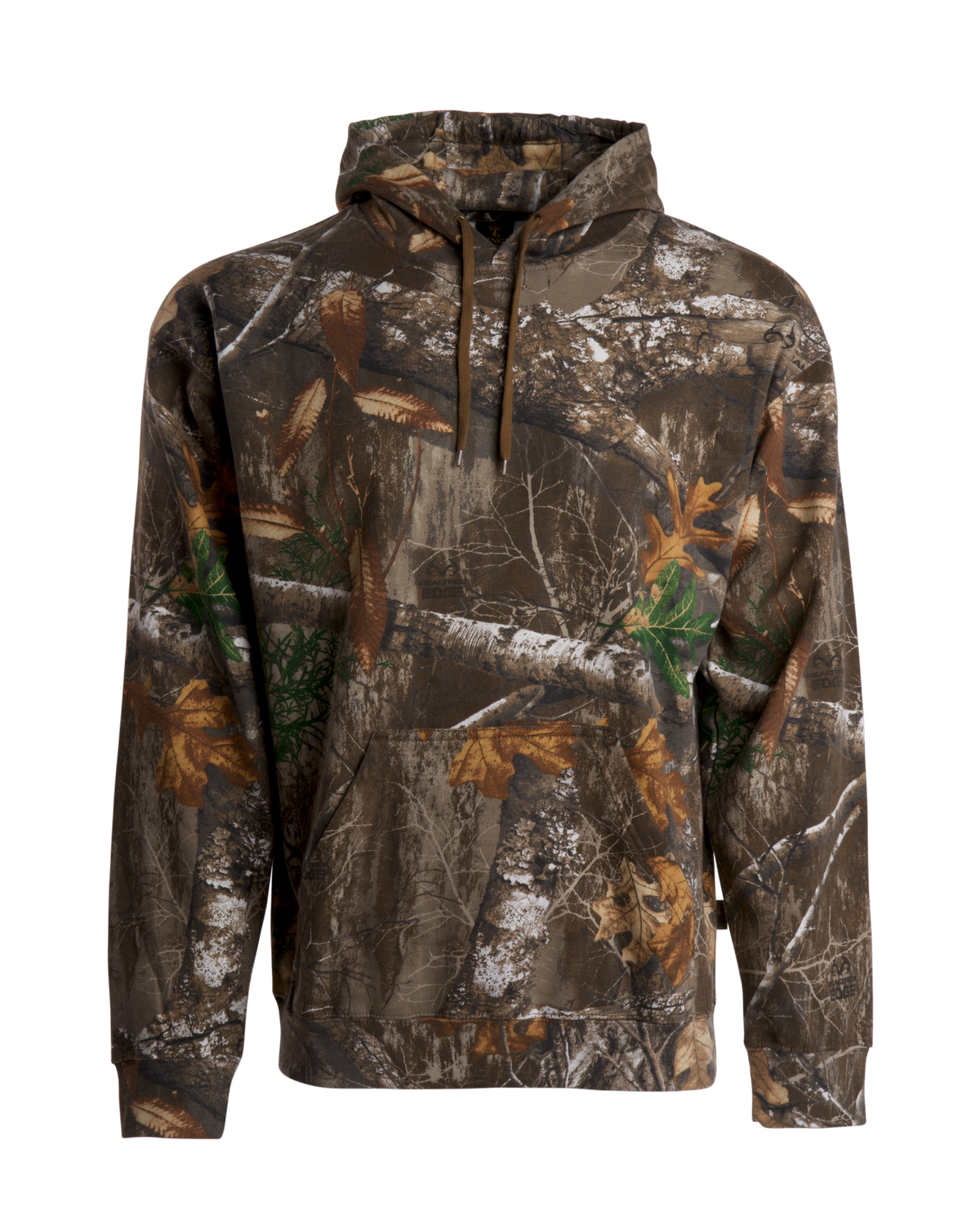 Men's Camouflage Cotton Blend Pullover Hoodie with Kangaroo Pocket and Drawstring