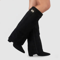 Lila | Women’s Black Over-the-Knee Leather Boots With Buckle 0