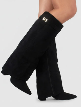 Lila | Women’s Black Over-the-Knee Leather Boots With Buckle 0