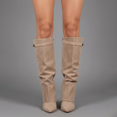 Lila | Women’s Black Over-the-Knee Leather Boots With Buckle 3