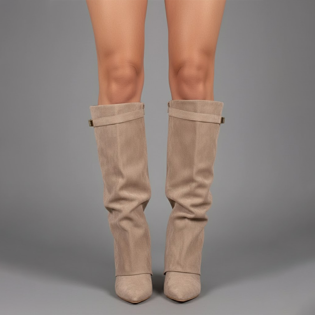 Lila | Women’s Black Over-the-Knee Leather Boots With Buckle 3