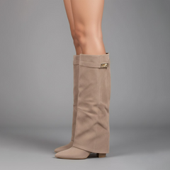Lila | Women’s Black Over-the-Knee Leather Boots With Buckle 4
