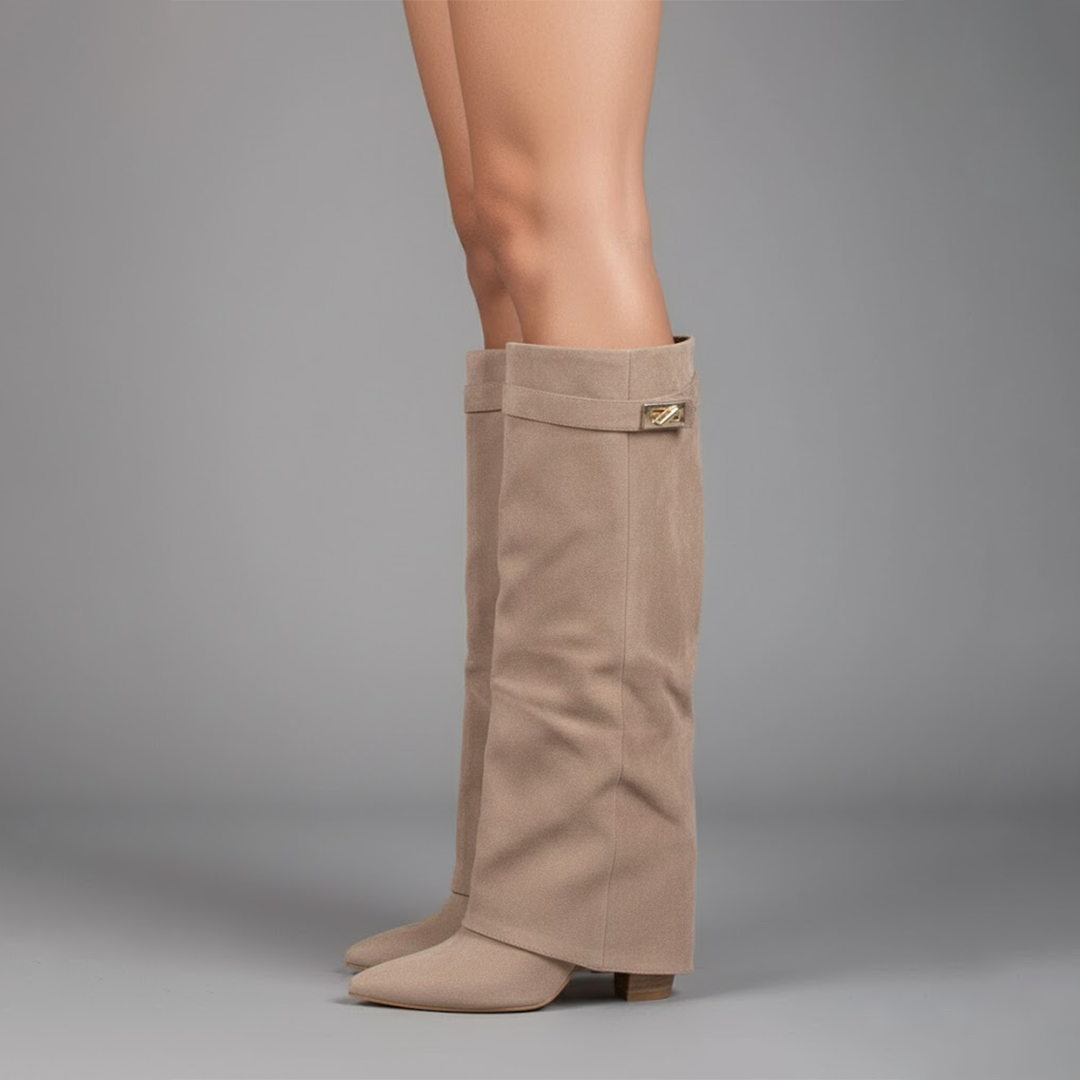 Lila | Women’s Black Over-the-Knee Leather Boots With Buckle 4