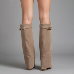 Lila | Women’s Black Over-the-Knee Leather Boots With Buckle 5
