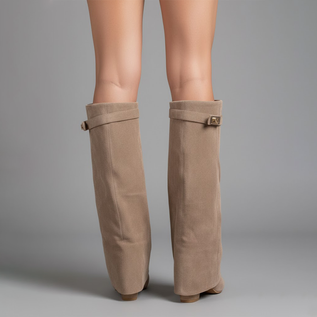 Lila | Women’s Black Over-the-Knee Leather Boots With Buckle 5