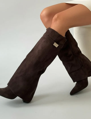 Lila | Women’s Black Over-the-Knee Leather Boots With Buckle 7