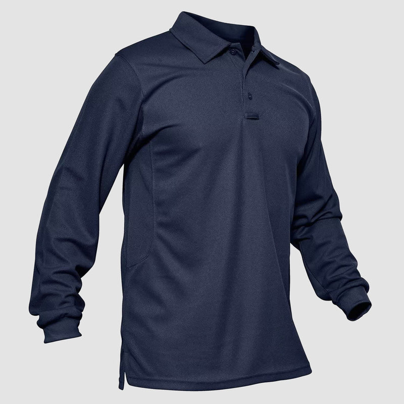 Men's Long Sleeve Performance Polo Shirt with Quick Dry Fabric