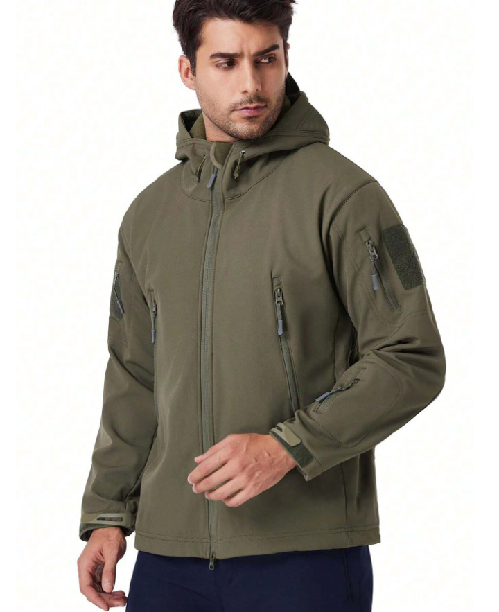 Men's Waterproof Fleece Lined Outdoor Jacket and Pants Set with Hood