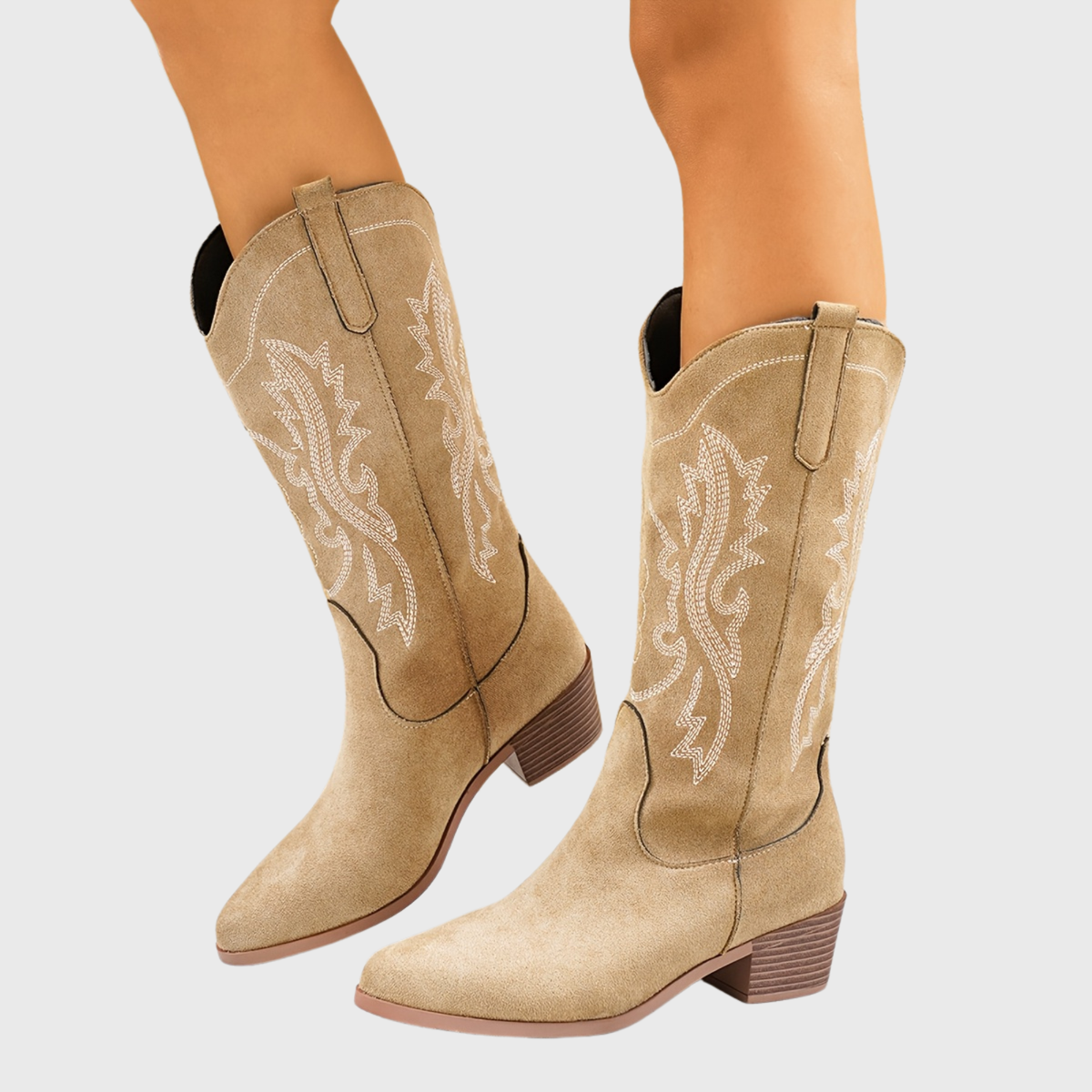 Mia | Women’s Mid-Calf Wide Calf Cowgirl Boots With Embroidery 0
