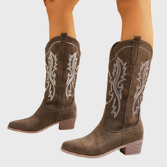 Mia | Women’s Mid-Calf Wide Calf Cowgirl Boots With Embroidery 1