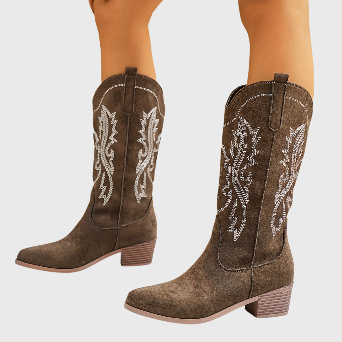 Mia | Women’s Mid-Calf Wide Calf Cowgirl Boots With Embroidery 1