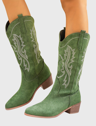 Mia | Women’s Mid-Calf Wide Calf Cowgirl Boots With Embroidery 2