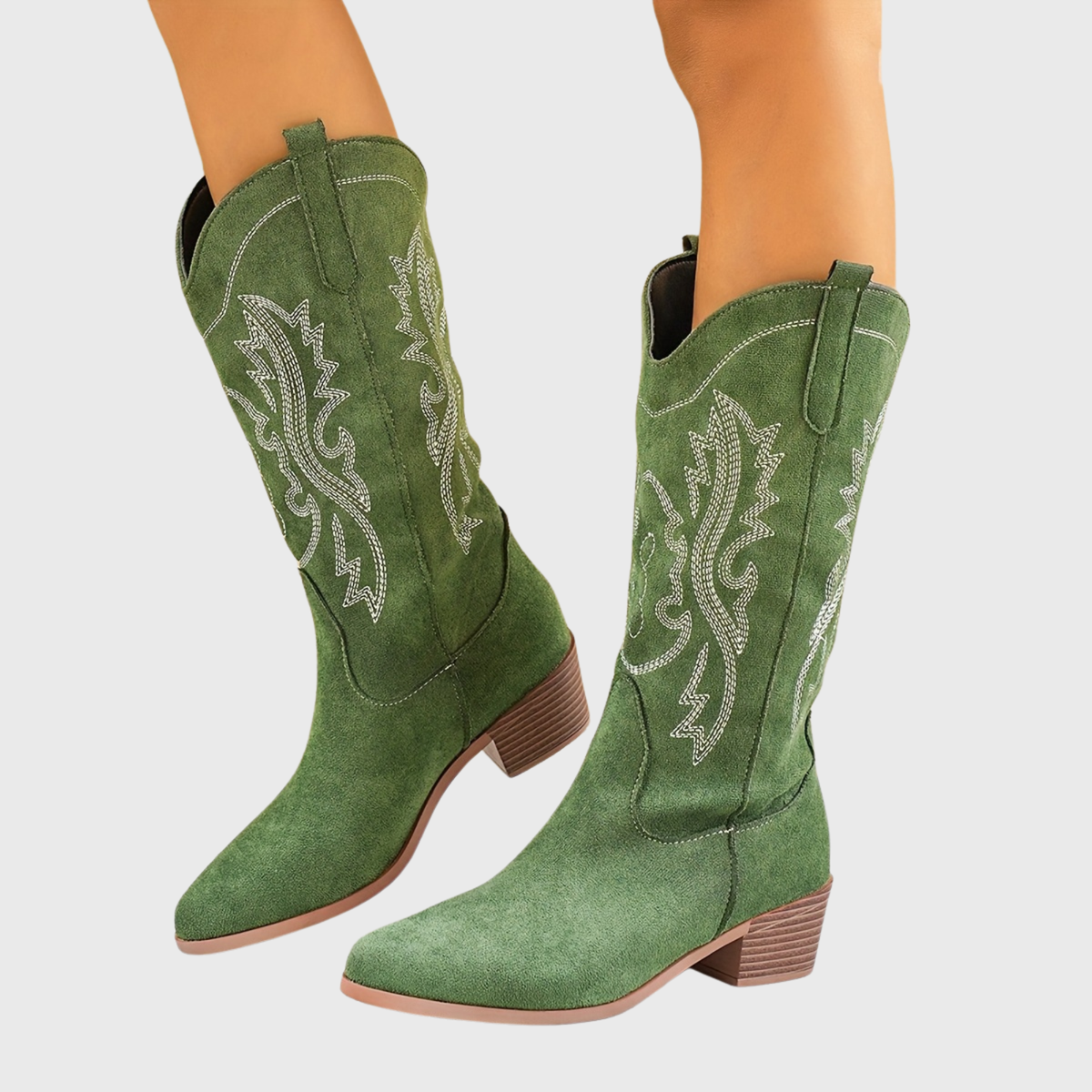 Mia | Women’s Mid-Calf Wide Calf Cowgirl Boots With Embroidery 2