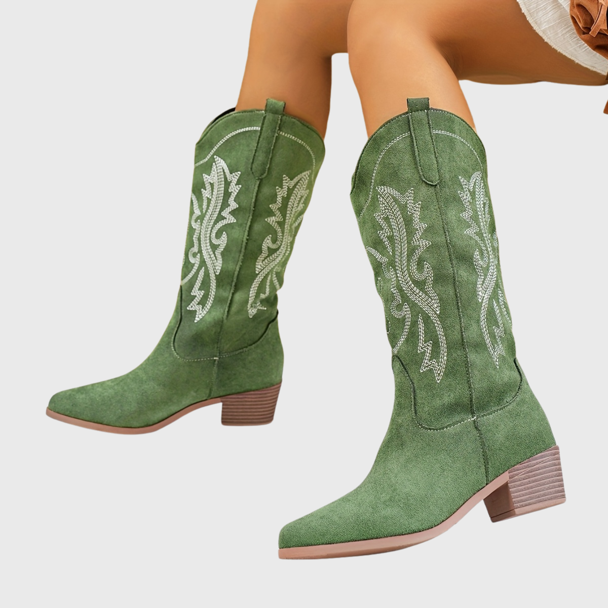 Mia | Women’s Mid-Calf Wide Calf Cowgirl Boots With Embroidery 3