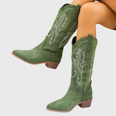 Mia | Women’s Mid-Calf Wide Calf Cowgirl Boots With Embroidery 4
