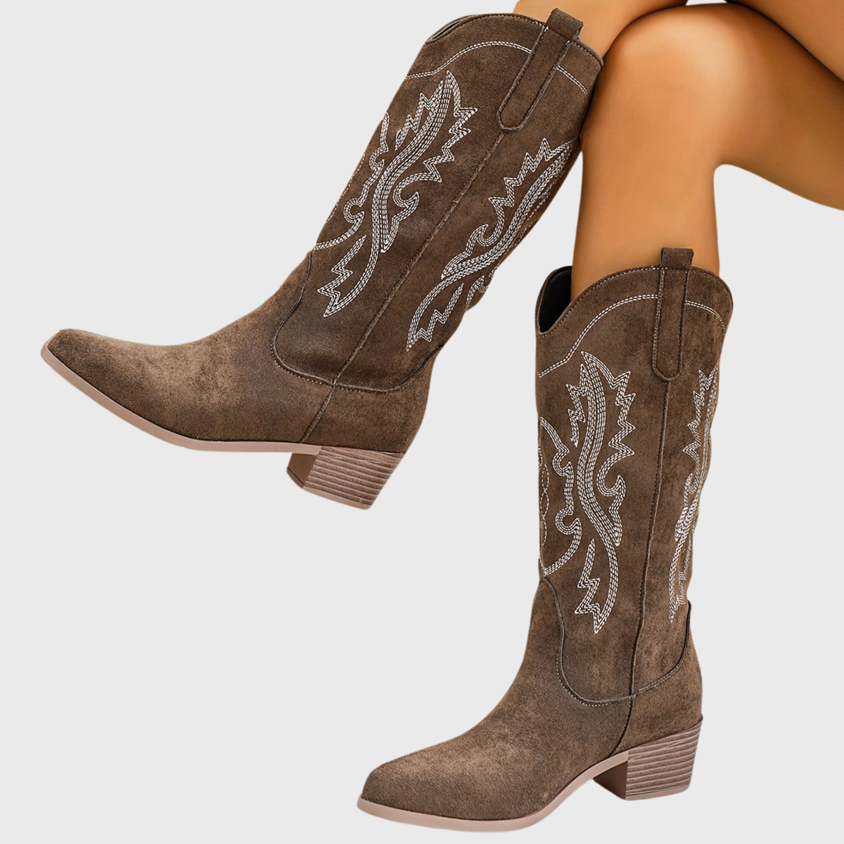 Mia | Women’s Mid-Calf Wide Calf Cowgirl Boots With Embroidery 5