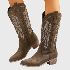 Mia | Women’s Mid-Calf Wide Calf Cowgirl Boots With Embroidery 6