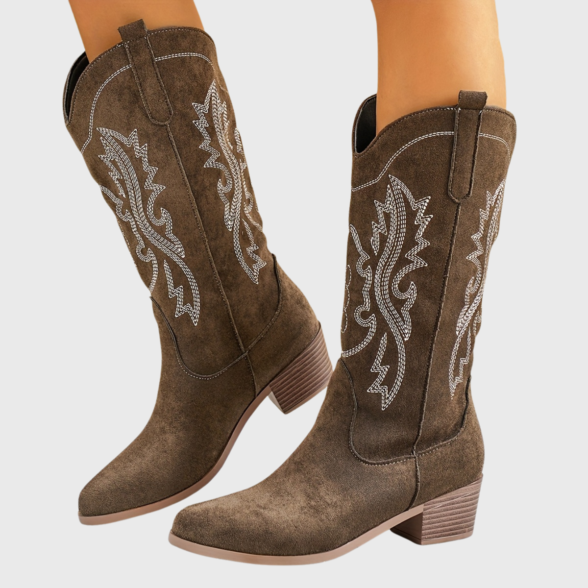 Mia | Women’s Mid-Calf Wide Calf Cowgirl Boots With Embroidery 6