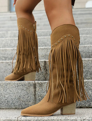 Mia | Women’s Wide Calf Western Cowboy Boots With Fringe 0