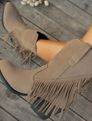 Mia | Women’s Wide Calf Western Cowboy Boots With Fringe 3