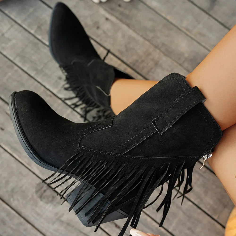 Mia | Women’s Wide Calf Western Cowboy Boots With Fringe 6
