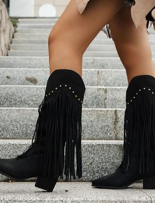 Mia | Women’s Wide Calf Western Cowboy Boots With Fringe 7