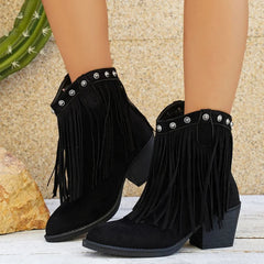 Mia | Women’s Wide Calf Western Cowboy Boots With Fringe 8