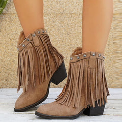 Mia | Women’s Wide Calf Western Cowboy Boots With Fringe 9