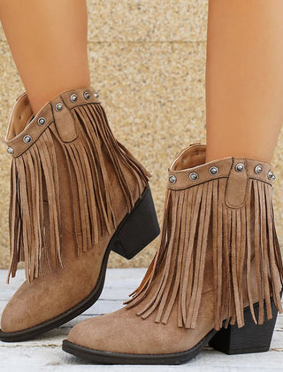 Mia | Women’s Wide Calf Western Cowboy Boots With Fringe 9