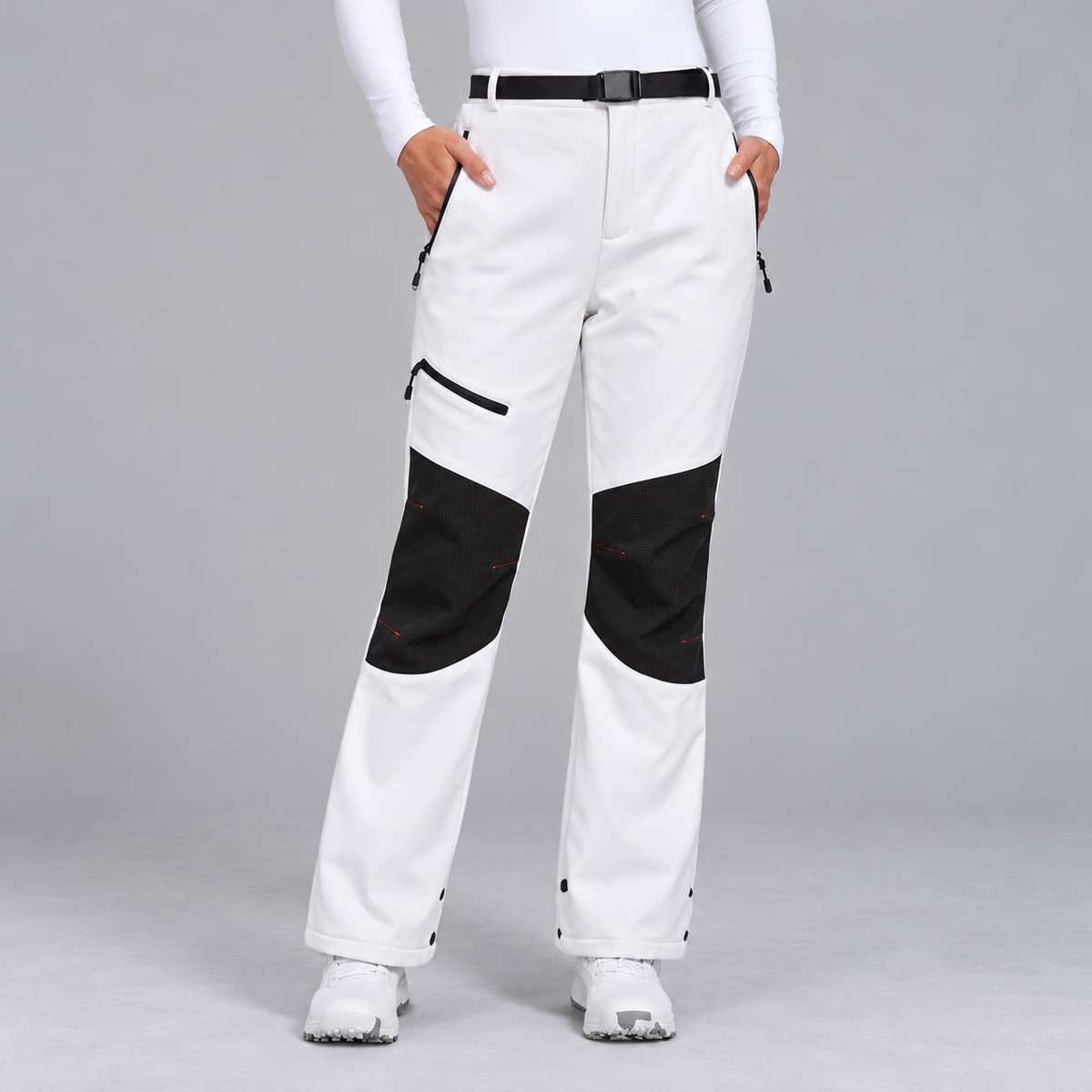 Women's Softshell Ski Pants with Insulated Lining and Reinforced Knee Patches