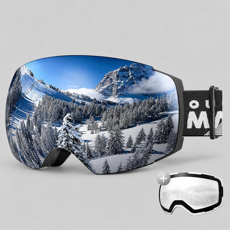 Women's Magnetic Ski Goggles with Photochromic Anti Fog Lens and Extra Lens